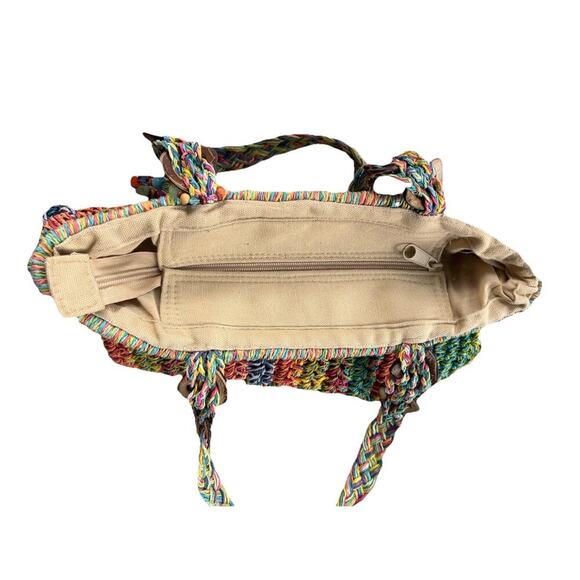 Cappelli Straworld Woven Rafia Beaded Shouder Bag Colorful Boho Beach Summer - Picture 7 of 10